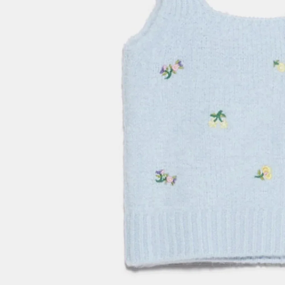 Zara Floral Embroidered Knit Top L - Picture 5 of 5